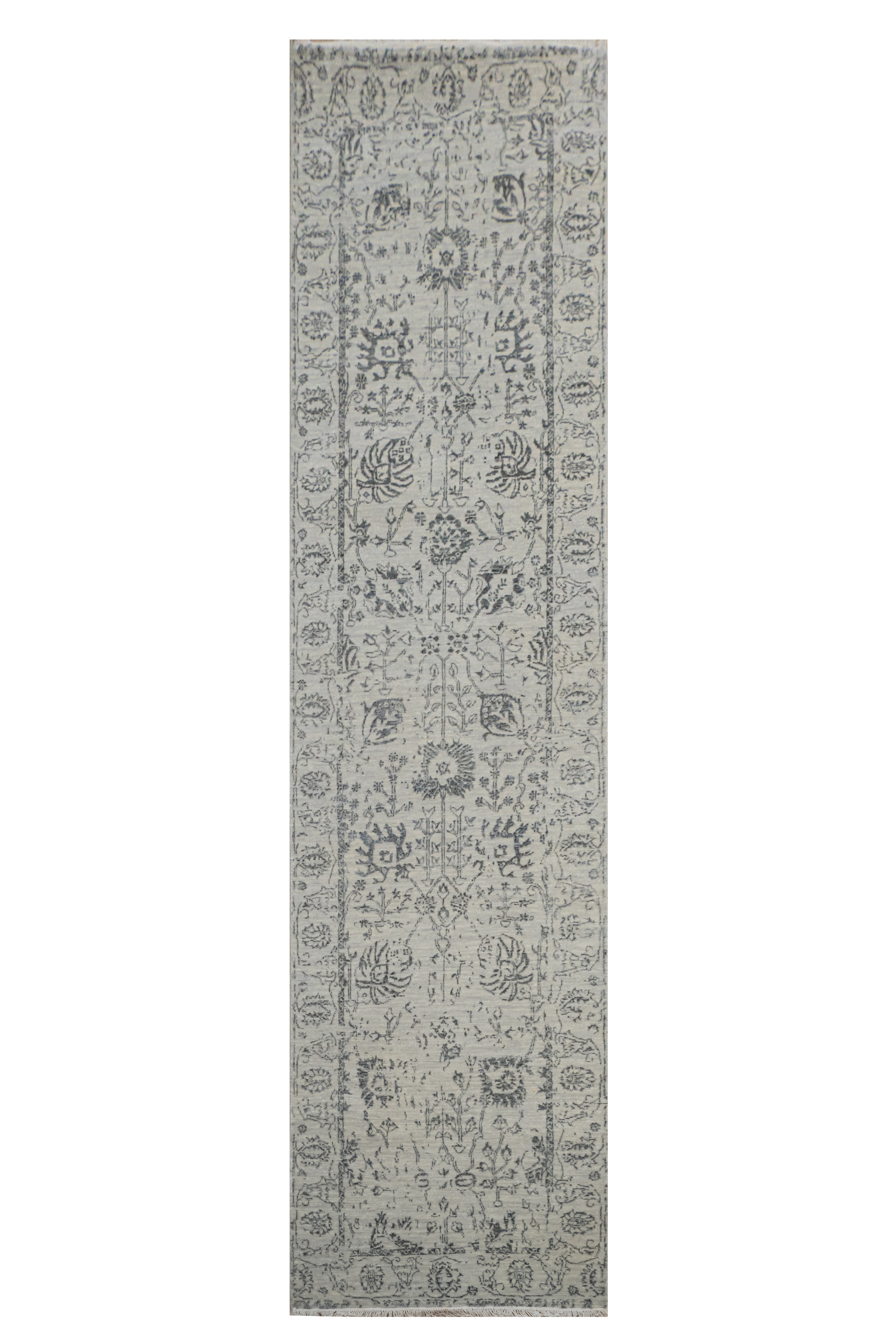Handknotted Carpet DIA: 442 VASE 3, Silver & Black